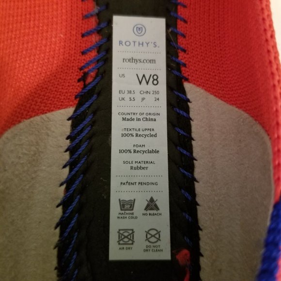 Rothys 8 Flame Red THE POINT Flats Shoes Washable Knit Slip On Loafers - Picture 7 of 11